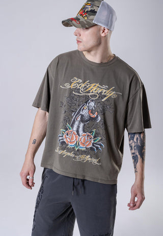 Mens Panther-Light Vintage T-Shirt - Olive