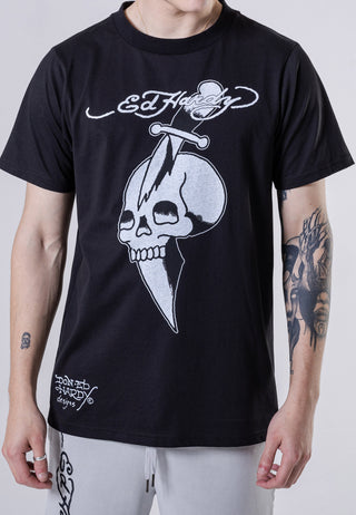 Mens Skull-Blade Tonal T-Shirt - Black