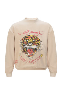 Mens Tiger-Vintage Roar Crew Neck Sweatshirt - Ercu