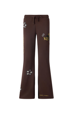 Womens Top-Buzz Power Flared Trousers - Brown