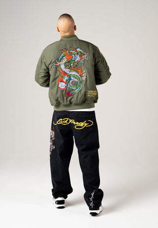 Mens Dragon-Head-Deh Bomber Jacket - Khaki