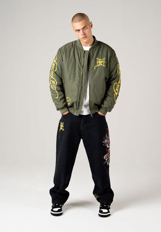 Mens Dragon-Head-Deh Bomber Jacket - Khaki