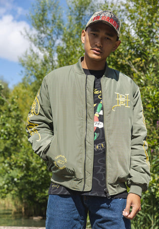 Mens Dragon-Head-Deh Bomber Jacket - Khaki