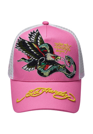 Unisex Eagle-Snake Twill Front Mesh Trucker Cap - Pink