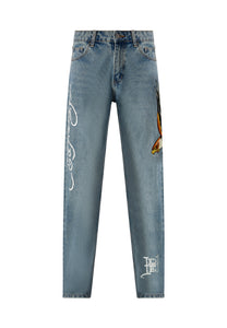 Calça Jeans Jeans Tatuagem Águia Dourada - Bleach