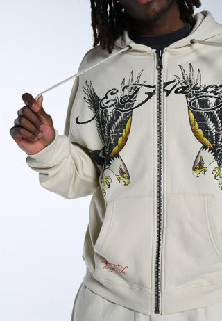 Mens Golden-Eagle Graphic Zip Hoodie - White