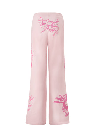 Womens Live-Fast-Slow Flared Trousers -  Pink