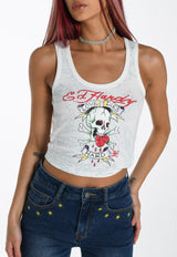 Womens Love-Dies-Hard Vest - White