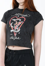 Womens Mystery-Butterfly Baby T-Shirt - Black