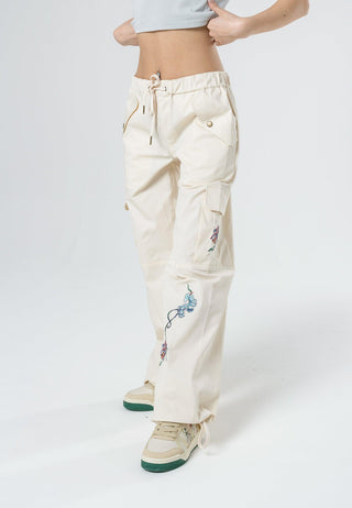 Womens Mystic Panther Cargo Pants Trousers - Ecru