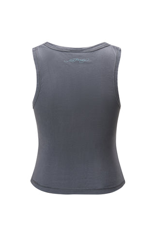 Womens Vibrant Dragon Cropped Vest - Charcoal
